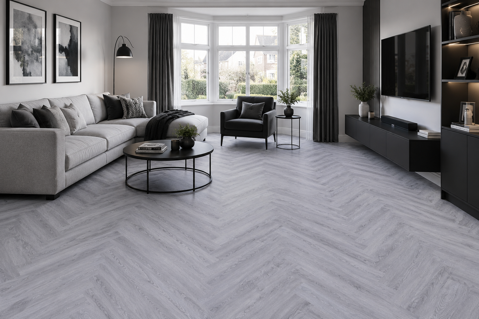 SPC CLICK FLOORING Light Grey Herringbone 6MM