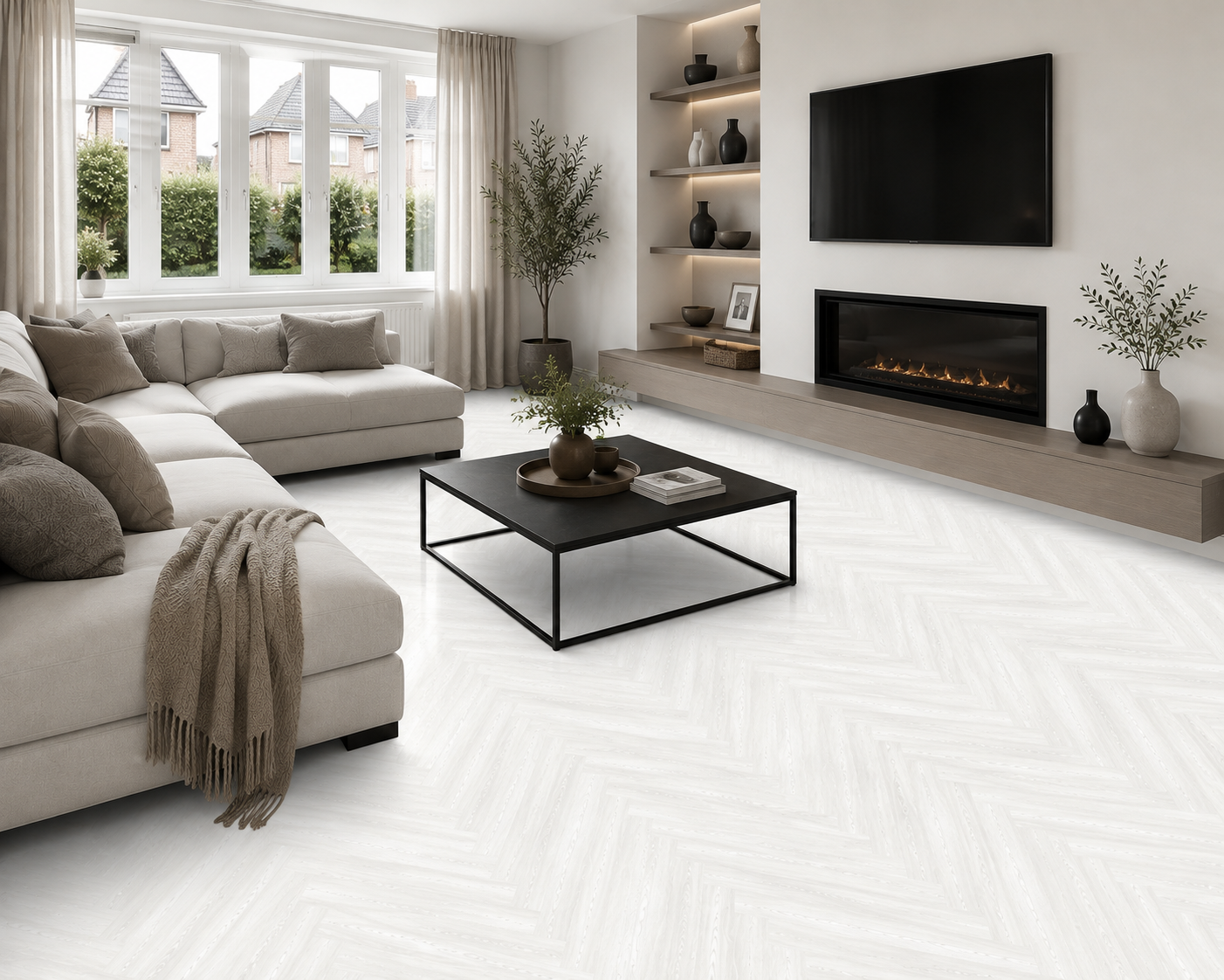 SPC CLICK FLOORING White Harringbone 6MM